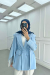 Sare Fashion Belted Viral Jacket Blue