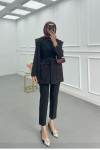 Sare Fashion Belted Viral Jacket Black