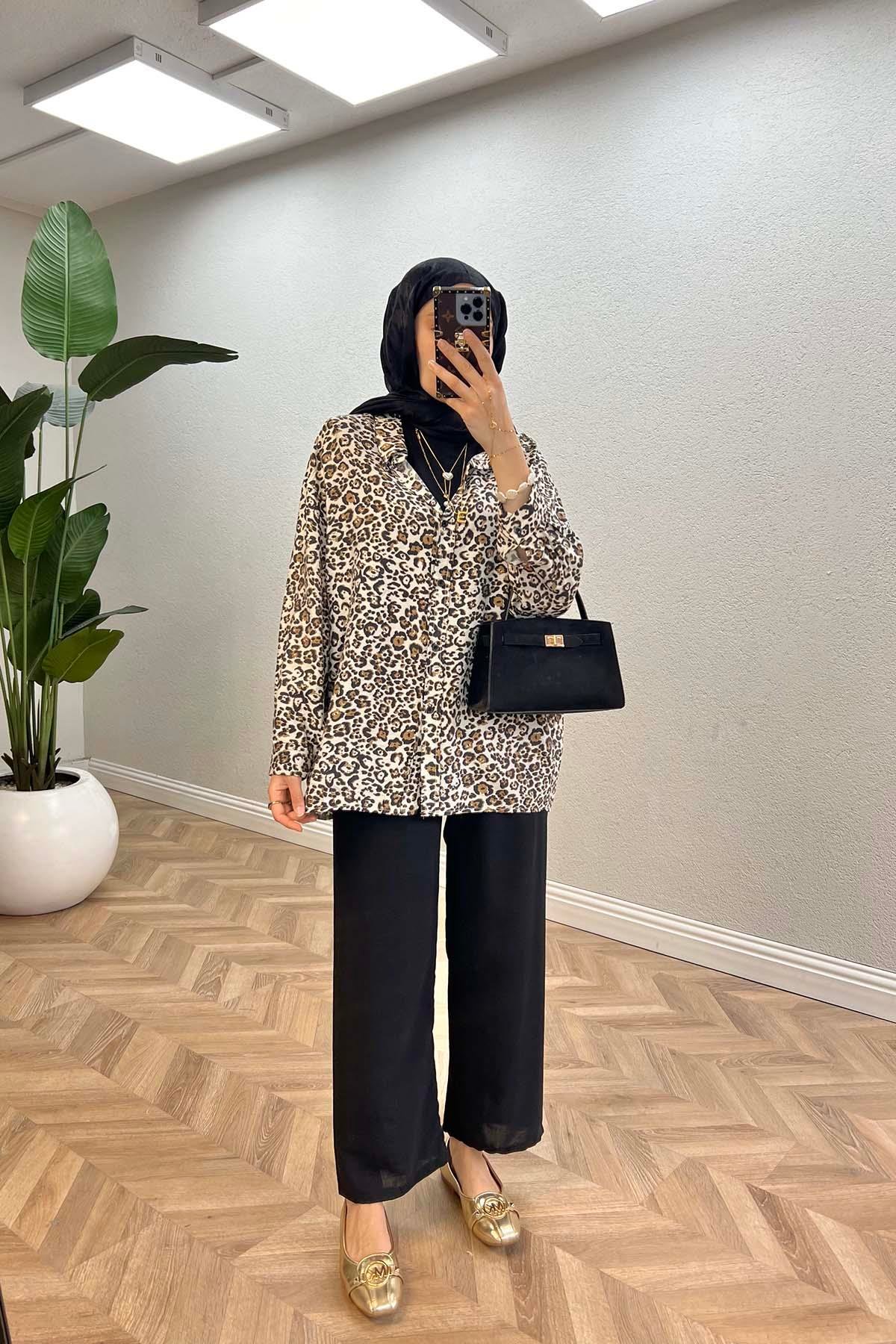Sare Fashion Leopard Print Shirt Leopard