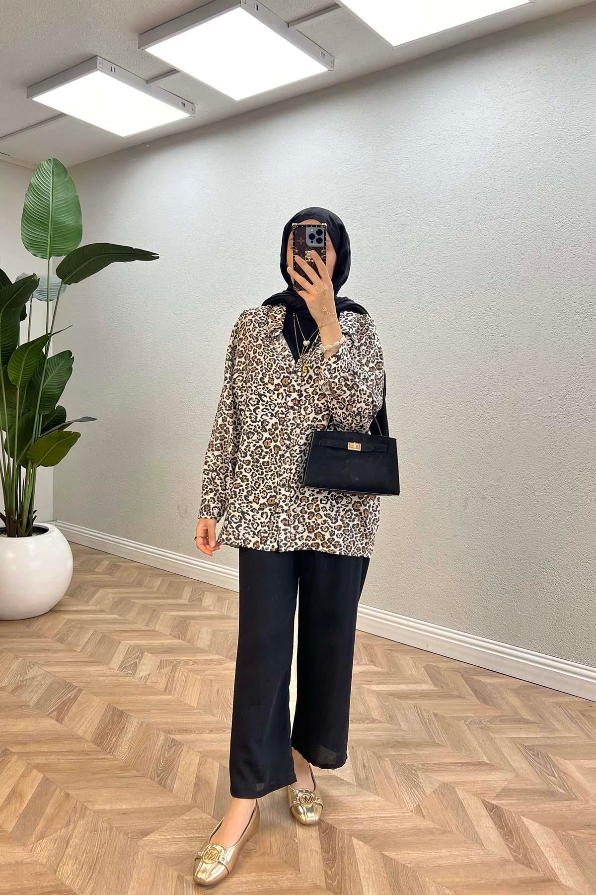 Sare Fashion Leopard Print Shirt Leopard