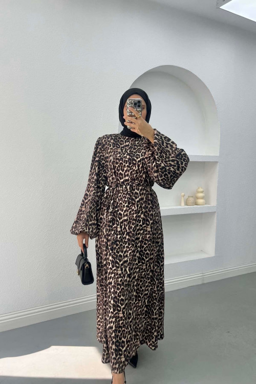 Leopard Print Satin Dress Leopard