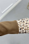 Sare Fashion Leopard Patterned Long Cardigan Mink