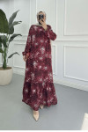 Sare Fashion Leopard Print Viscose Dress Burgundy