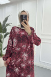 Sare Fashion Leopard Print Viscose Dress Burgundy