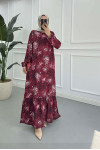 Sare Fashion Leopard Print Viscose Dress Burgundy