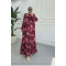 Sare Fashion Leopard Print Viscose Dress Burgundy