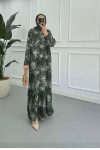 Sare Fashion Leopard Print Viscose Dress Green