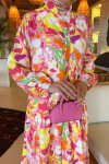 Sare Fashion Mango Pattern Viscose Dress Pink