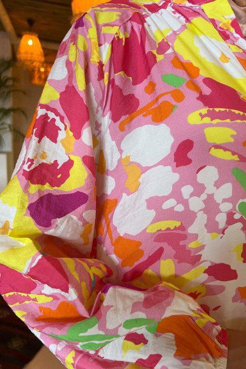 Sare Fashion Mango Pattern Viscose Dress Pink