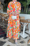 Sare Fashion Mango Pattern Viscose Dress Orange
