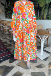 Sare Fashion Mango Pattern Viscose Dress Orange