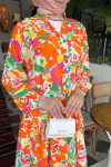Sare Fashion Mango Pattern Viscose Dress Orange