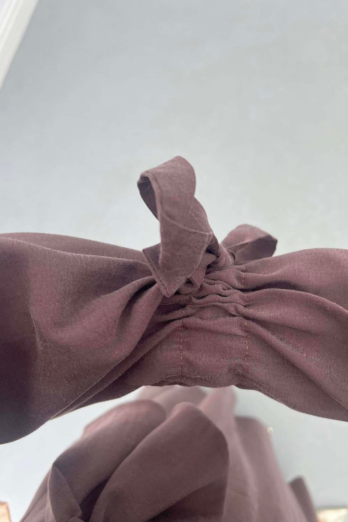 Sare Fashion Cuff Detailed Baby Collar Belted Dress Brown Sare Fashion Cuff Detailed Baby Collar Belted Dress Brown