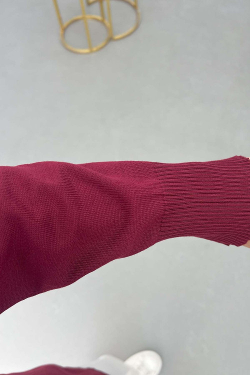 Sare Fashion Cardigan with Mercerized Button Detail, Burgundy Sare Fashion Cardigan with Mercerized Button Detail, Burgundy