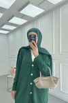 Sare Fashion Mercerized Button Detailed Cardigan Emerald Green Sare Fashion Mercerized Button Detailed Cardigan Emerald Green