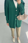 Sare Fashion Mercerized Button Detailed Cardigan Emerald Green Sare Fashion Mercerized Button Detailed Cardigan Emerald Green