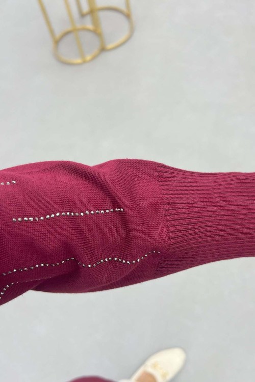 Sare Fashion Mercerized Stone Cardigan Burgundy Sare Fashion Mercerized Stone Cardigan Burgundy