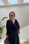 Sare Fashion Minimalist Denim Suit with Gold Buttons, Dark Blue