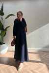 Sare Fashion Minimalist Denim Suit with Gold Buttons, Dark Blue