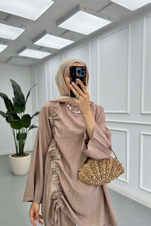 Sare Fashion Muslin Vintage Casual Suit Mink