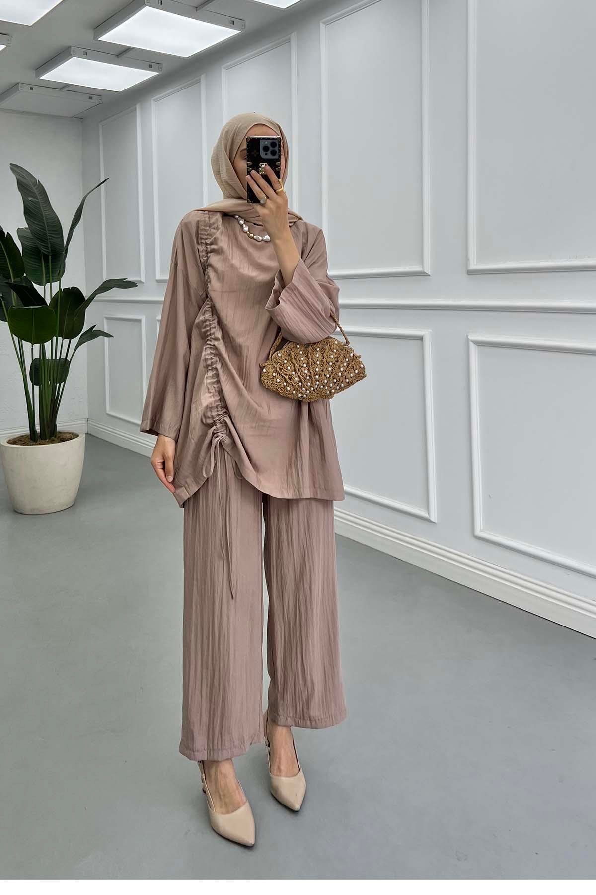 Sare Fashion Muslin Vintage Casual Suit Mink