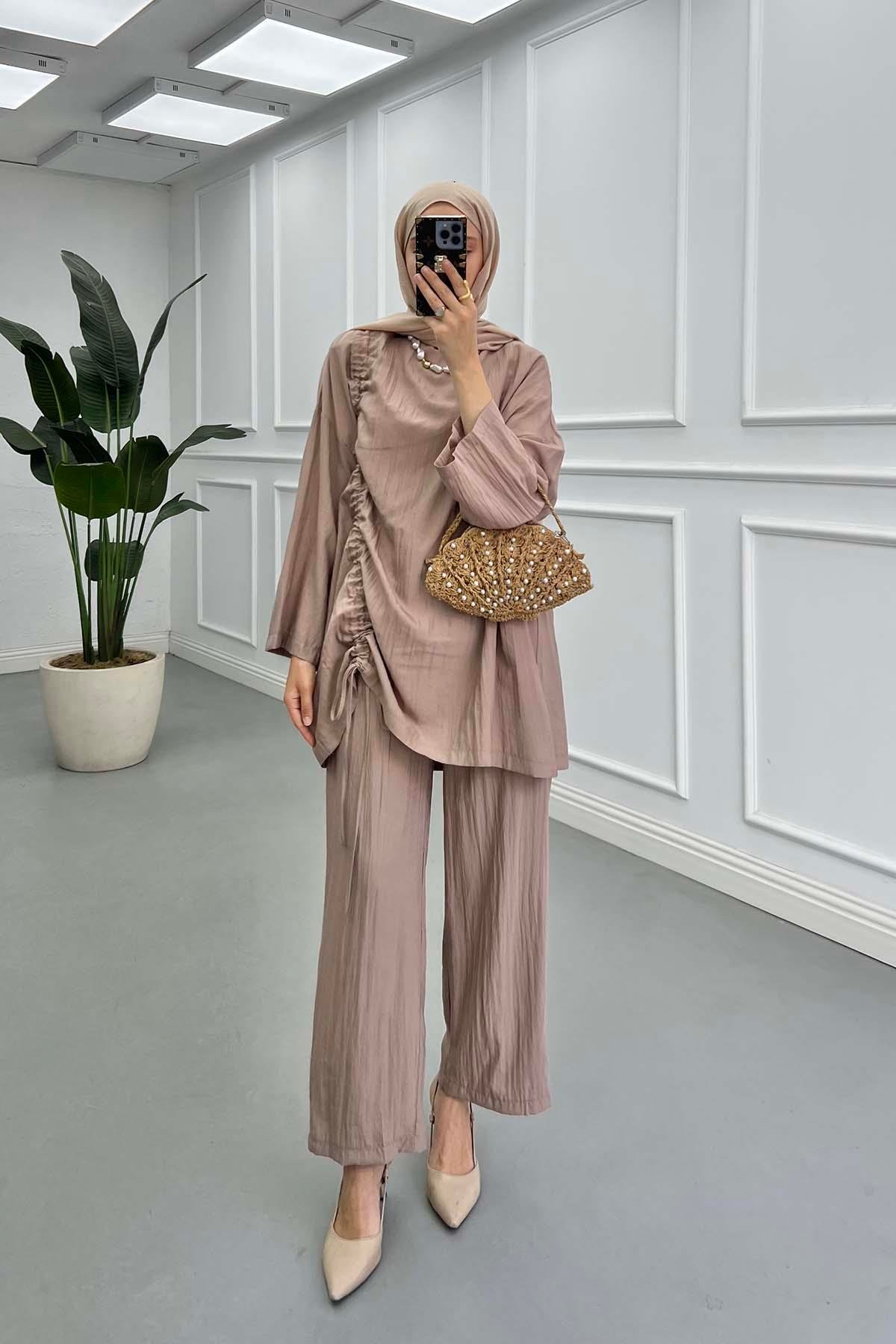 Sare Fashion Muslin Vintage Casual Suit Mink