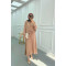 Sare Fashion Embroidered Detailed Tied Shirt Set Camel