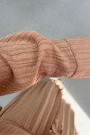 Sare Fashion Embroidered Detailed Tied Shirt Set Camel