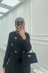Sare Fashion Embroidered Detailed Tied Shirt Set Black