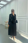 Sare Fashion Embroidered Detailed Tied Shirt Set Black