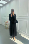 Sare Fashion Embroidered Detailed Tied Shirt Set Black