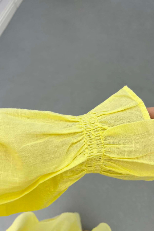 Sare Fashion Ribbed Cuff Detailed Suit Yellow