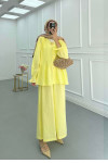 Sare Fashion Ribbed Cuff Detailed Suit Yellow