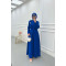 Sare Fashion Shoulder Detailed Lined Dress Saxe Blue