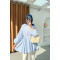 Sare Fashion Shoulder Button Detailed Striped Tunic Blue