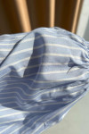 Sare Fashion Shoulder Button Detailed Striped Tunic Blue