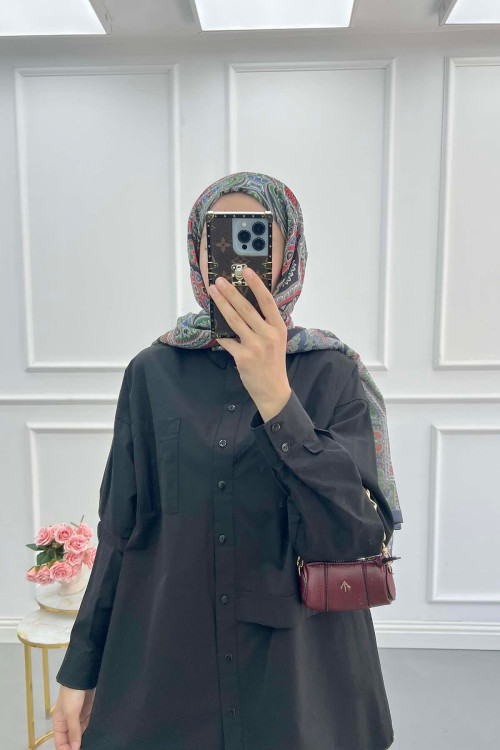 Sare Fashion Shoulder Detailed Shirt Black