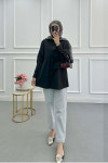 Sare Fashion Shoulder Detailed Shirt Black