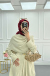 Sare Fashion Shoulder Cape Suit Beige