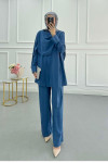 Sare Fashion Indigo Shoulder Cape Suit
