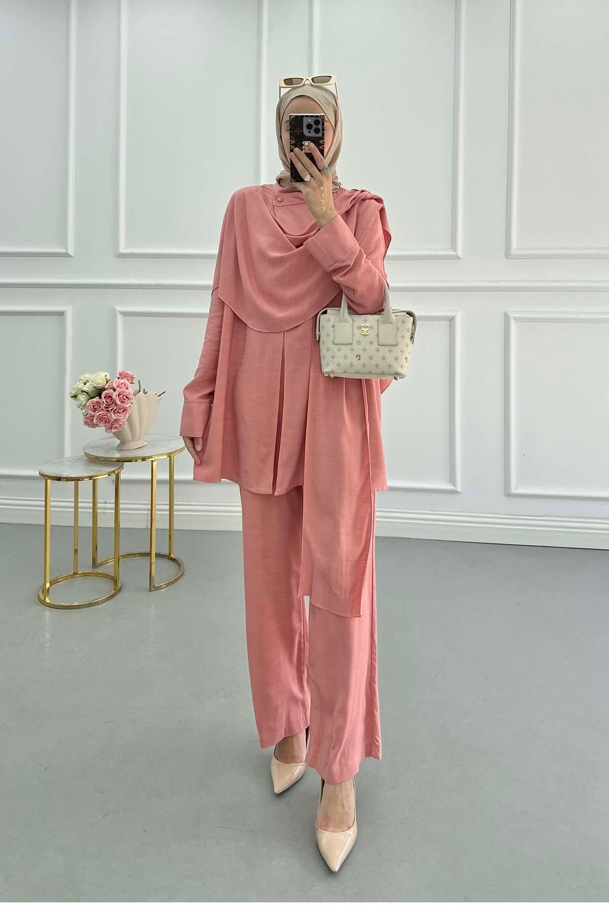 Sare Fashion Shoulder Cape Suit Salmon