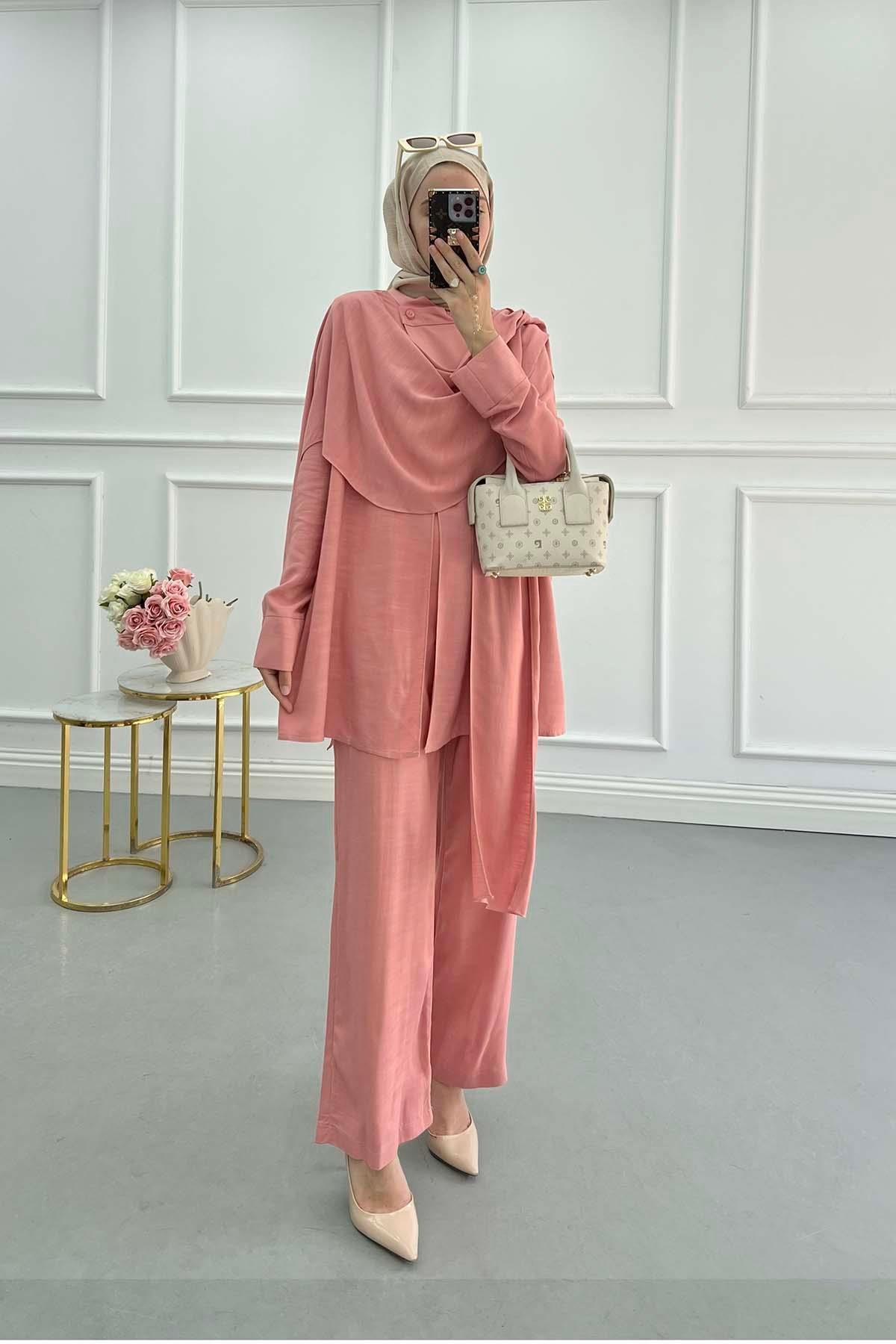 Sare Fashion Shoulder Cape Suit Salmon