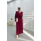 Shoulder Padded Crepe Dress Claret Red