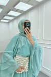 Sare Fashion Lined Tulle Dress with Shoulder and Sleeve Details Mint Green