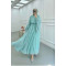 Sare Fashion Lined Tulle Dress with Shoulder and Sleeve Details Mint Green