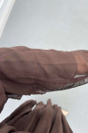 Sare Fashion Shoulder and Sleeve Detailed Lined Tulle Dress Brown