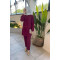 Sare Fashion Shoulder Snap Trouser Set Claret Red