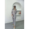 Sare Fashion Shoulder Snap Trouser Set Gray