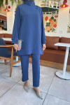 Sare Fashion Shoulder Snap Trouser Set Indigo