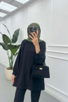 Sare Fashion Shoulder Snap Trouser Set Black